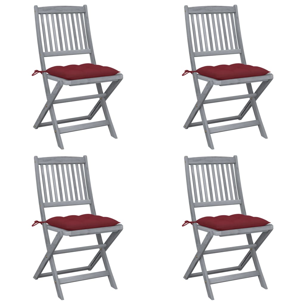 Tuinstoelen 4 st inklapbaar met kussens massief acaciahout is nu te koop bij PeponiXL, paradijselijk wonen!