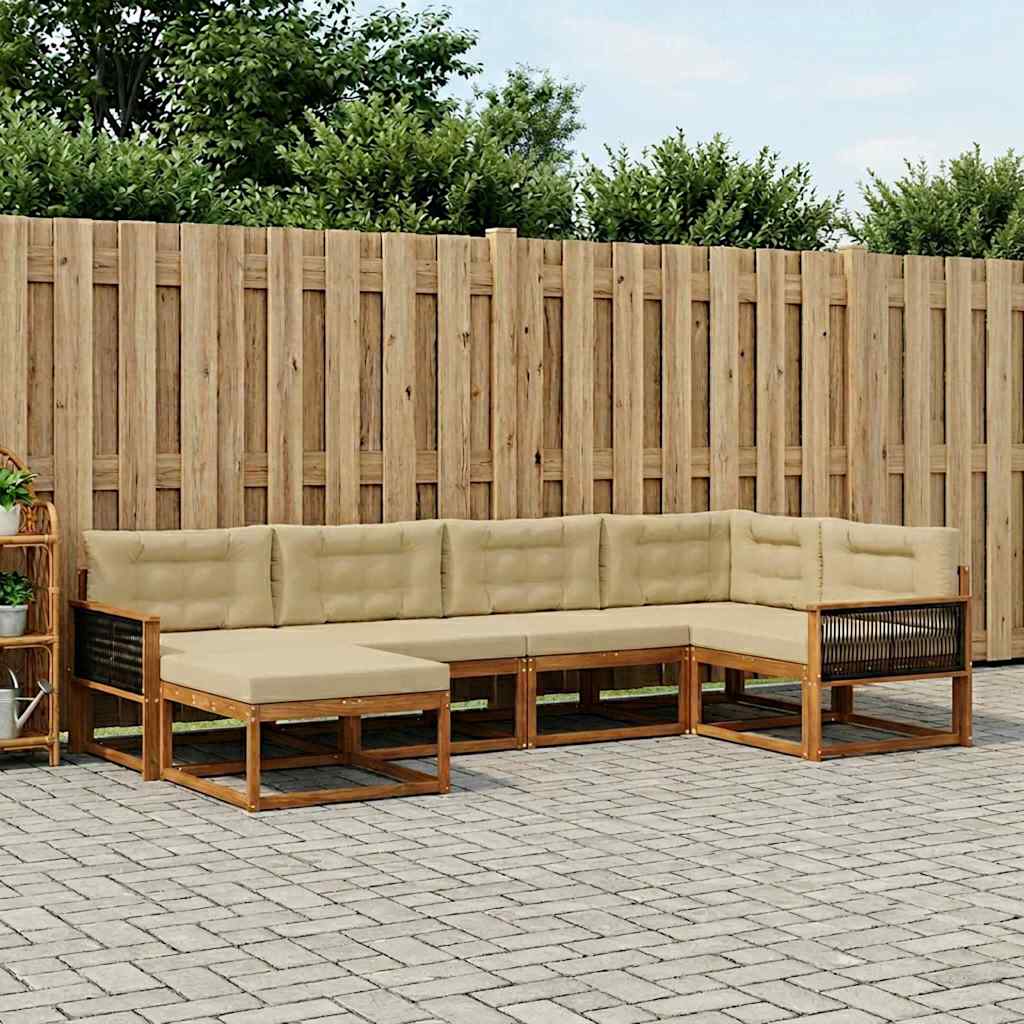 Buiten bankenset met kussen 6 pcs Natuurlijk en Beige is nu te koop bij PeponiXL, paradijselijk wonen!
