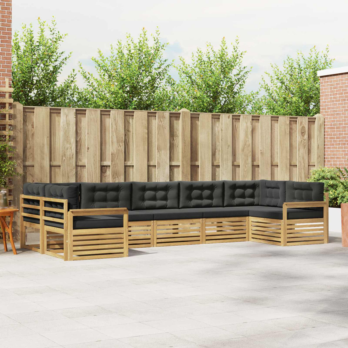 Buiten bankenset met kussen 7 pcs Wit en antracietkleurig is nu te koop bij PeponiXL, paradijselijk wonen!