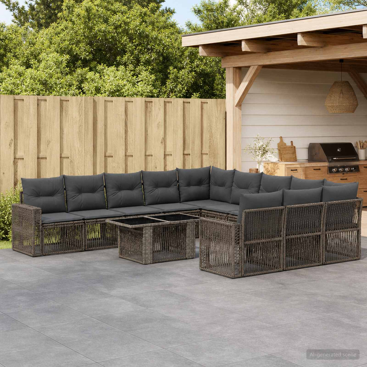 Tuinbankenset 12 st Grijs en Donkergrijs poly rattan is nu te koop bij PeponiXL, paradijselijk wonen!