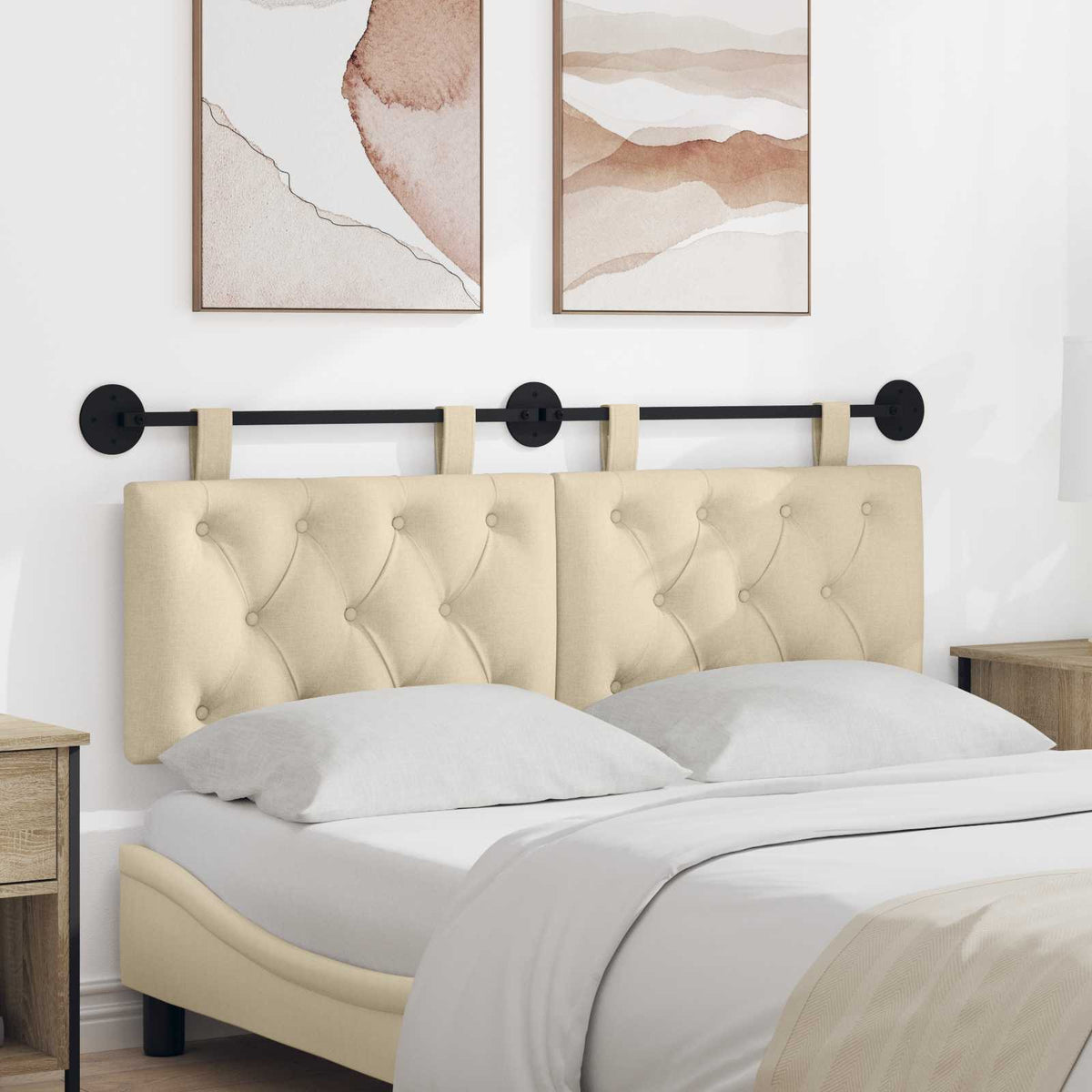 Hangend hoofdbord Crèmekleurig Stof is nu te koop bij PeponiXL, paradijselijk wonen!