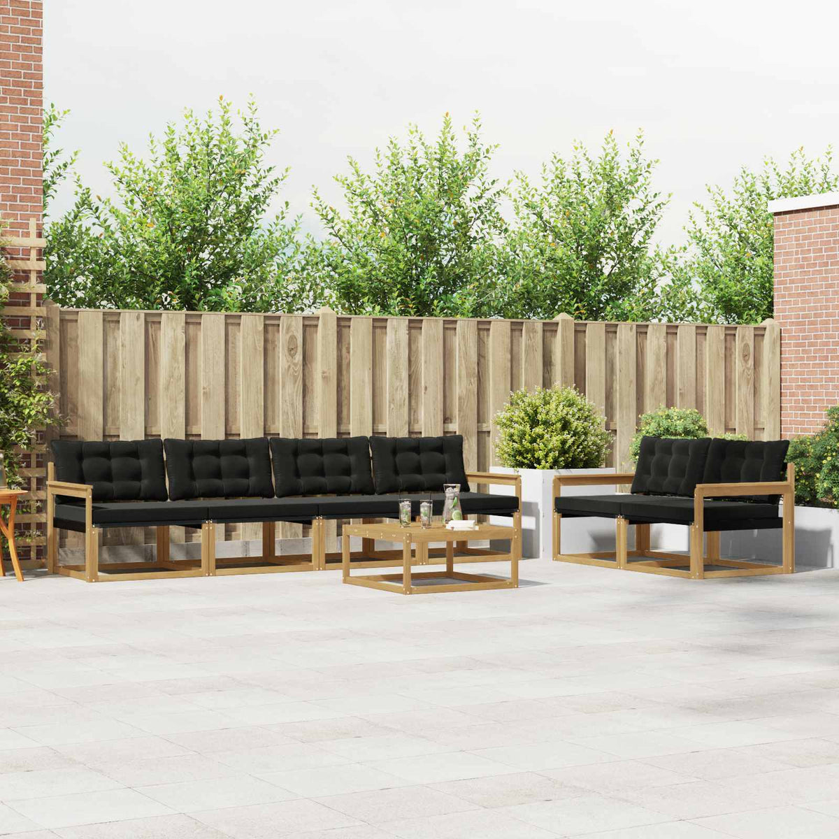 Buiten bankenset 7 pcs Wit en zwart 79 x 79 x 37 cm is nu te koop bij PeponiXL, paradijselijk wonen!