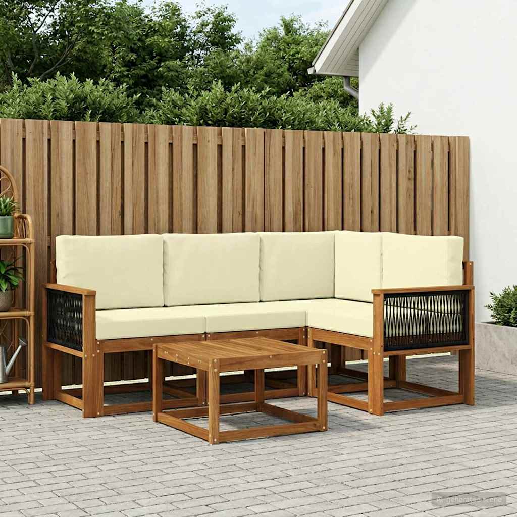 Buiten bankenset met kussen 5 pcs Natuurlijk en Crème Polyester is nu te koop bij PeponiXL, paradijselijk wonen!