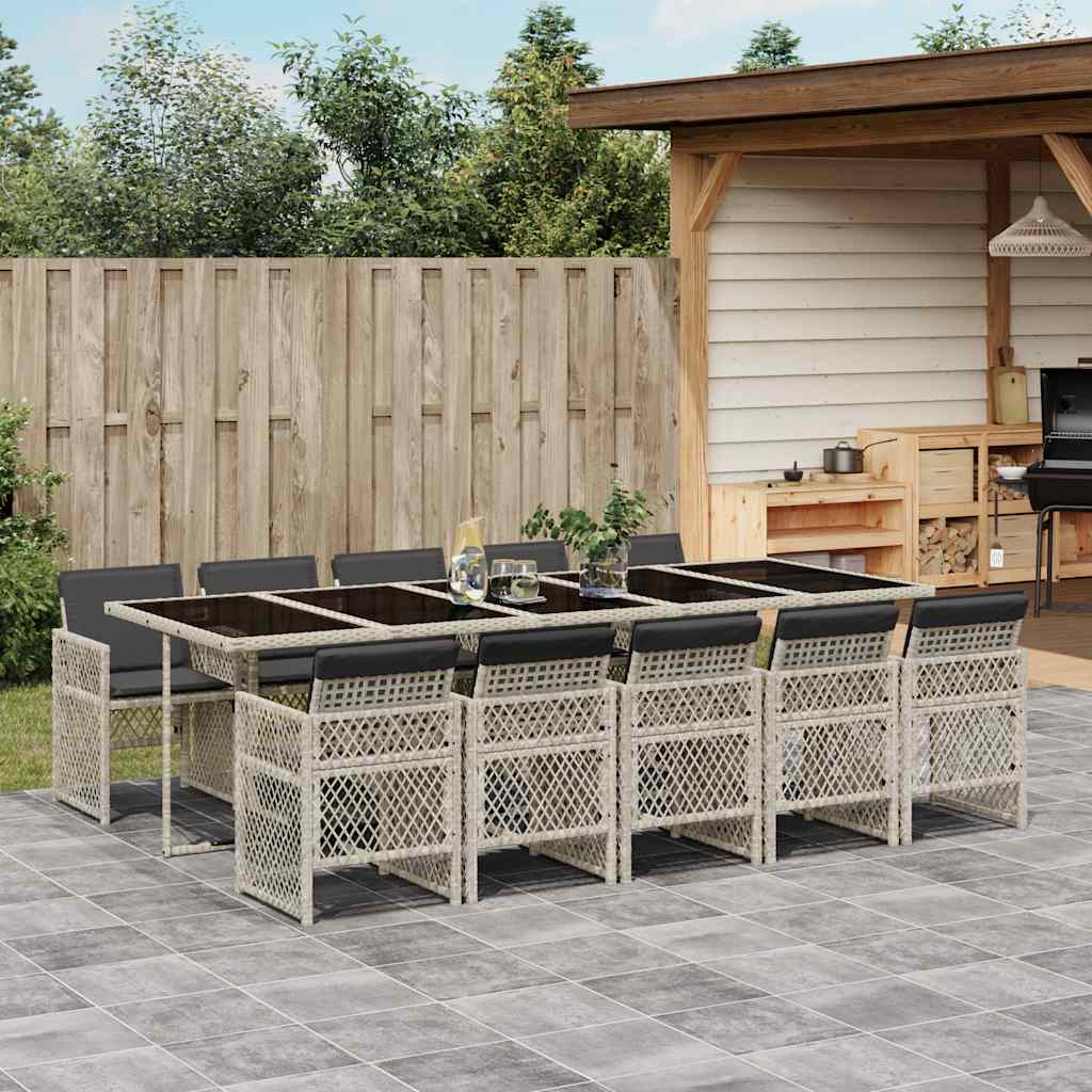 11-delige Tuinset met kussens poly rattan lichtgrijs is nu te koop bij PeponiXL, paradijselijk wonen!