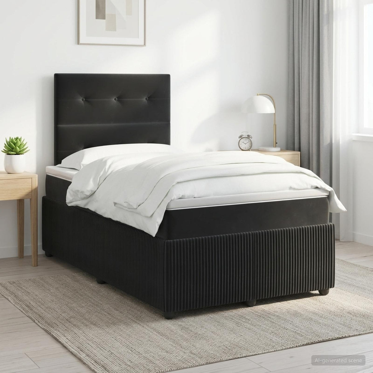 Boxspringbed met matras Zwart 120 x 190 cm Fluweel is nu te koop bij PeponiXL, paradijselijk wonen!