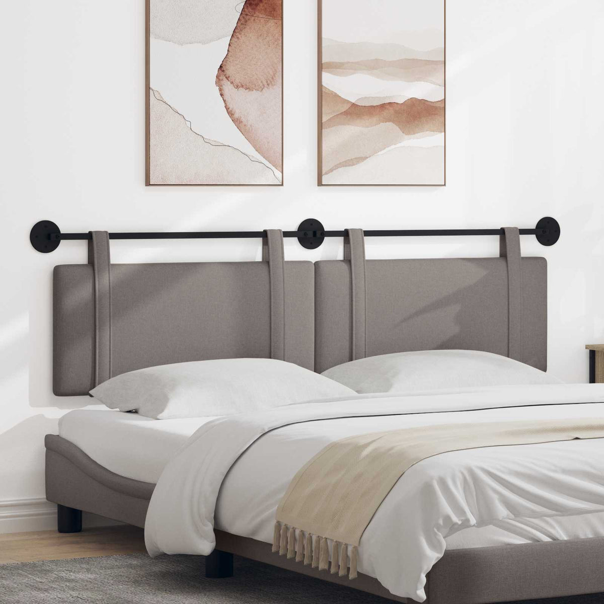 Hangend hoofdbord Taupe Stof is nu te koop bij PeponiXL, paradijselijk wonen!