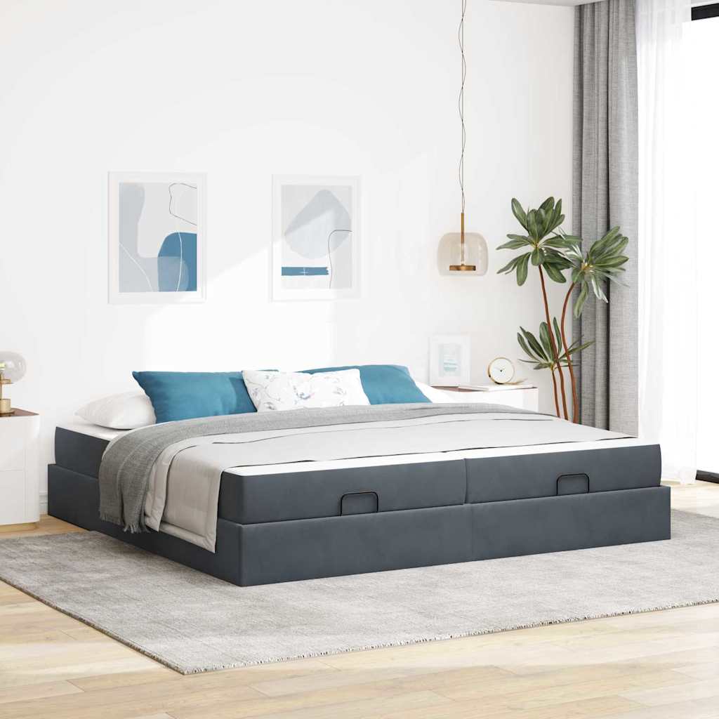 Bedframe met matras met matras 2 pcs Dim Grijs Fluweel is nu te koop bij PeponiXL, paradijselijk wonen!