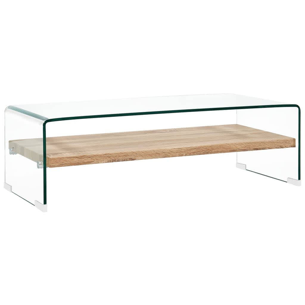 Salontafel 98x45x31 cm gehard glas transparant is nu te koop bij PeponiXL, paradijselijk wonen!