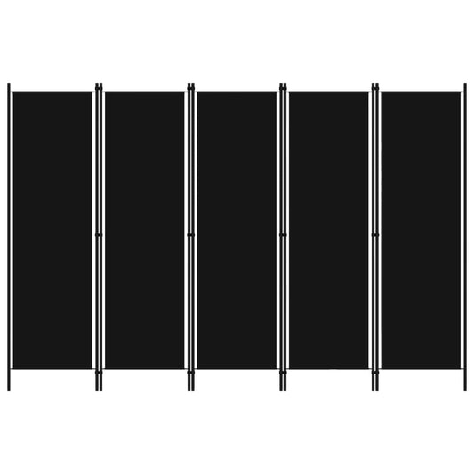 Kamerscherm met 5 panelen 250x180 cm zwart is nu te koop bij PeponiXL, paradijselijk wonen!