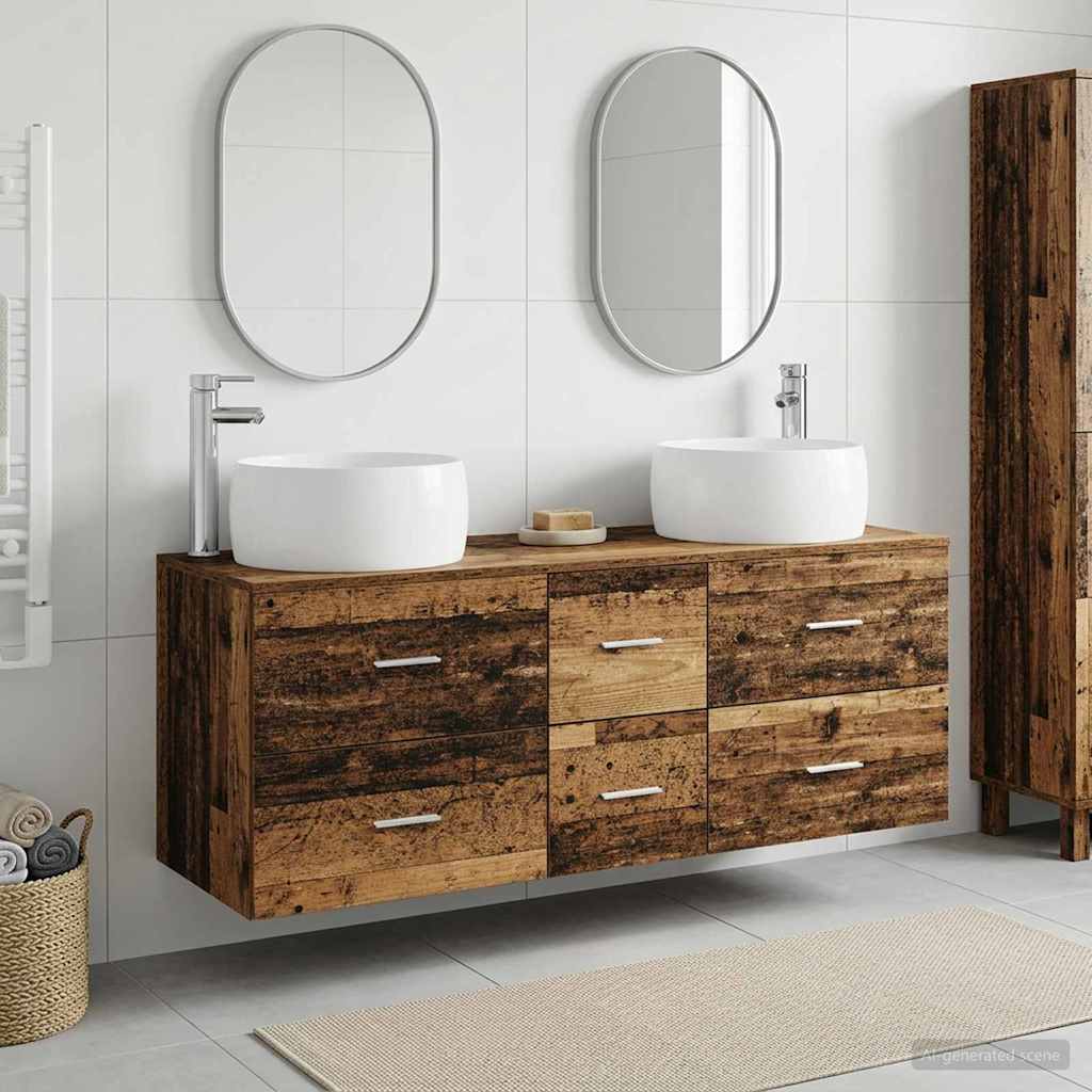 Badkamermeubelset 3 st Oud hout 49,5 x 44,5 x 66 cm is nu te koop bij PeponiXL, paradijselijk wonen!