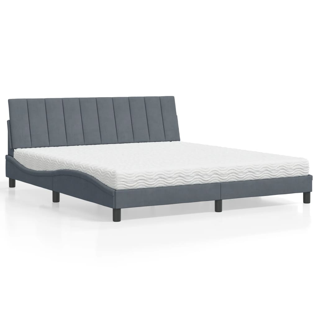Bed met matras "Hanko" fluweel donkergrijs 180x200 cm is nu te koop bij PeponiXL, paradijselijk wonen!