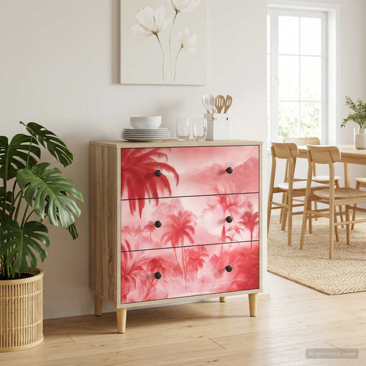 Ladekast AACHEN Roze palmbomenprint 66 x 36,5 x 75 cm Sonoma is nu te koop bij PeponiXL, paradijselijk wonen!