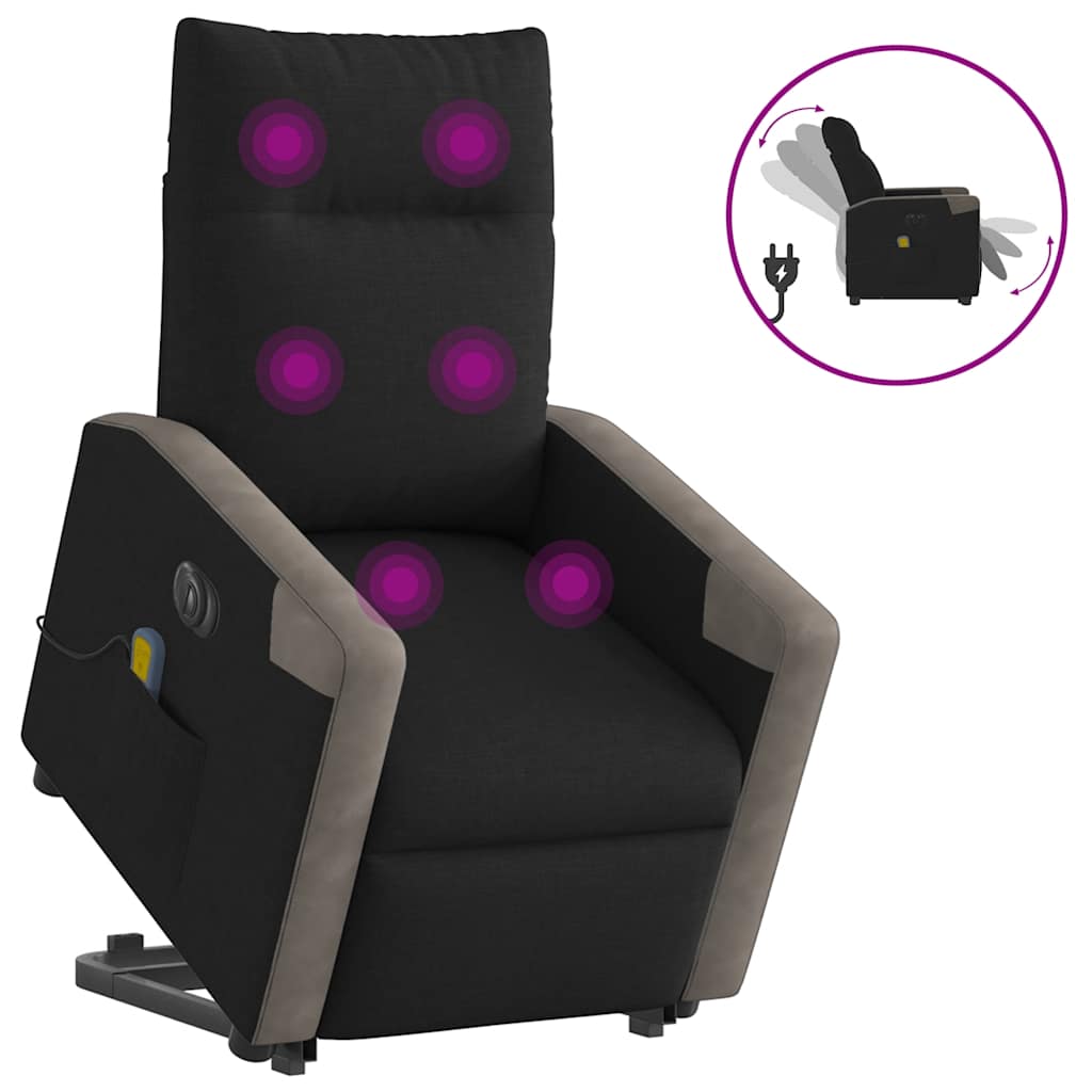 Sta-op-massagestoel elektrisch verstelbaar stof zwart is nu te koop bij PeponiXL, paradijselijk wonen!