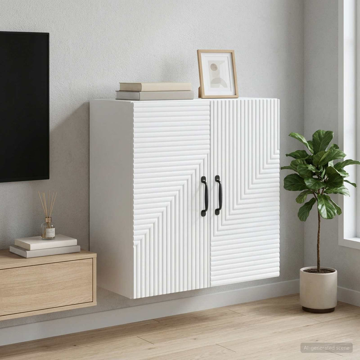 Wandkast Wit 59 x 31 x 60 cm Bewerkt hout is nu te koop bij PeponiXL, paradijselijk wonen!