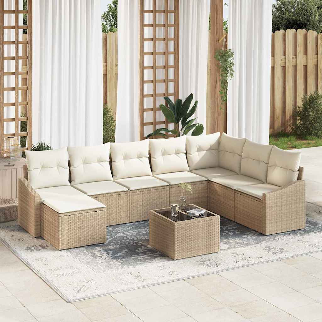 Tuin Sofa Set 8 st Beige en Crème poly rattan is nu te koop bij PeponiXL, paradijselijk wonen!