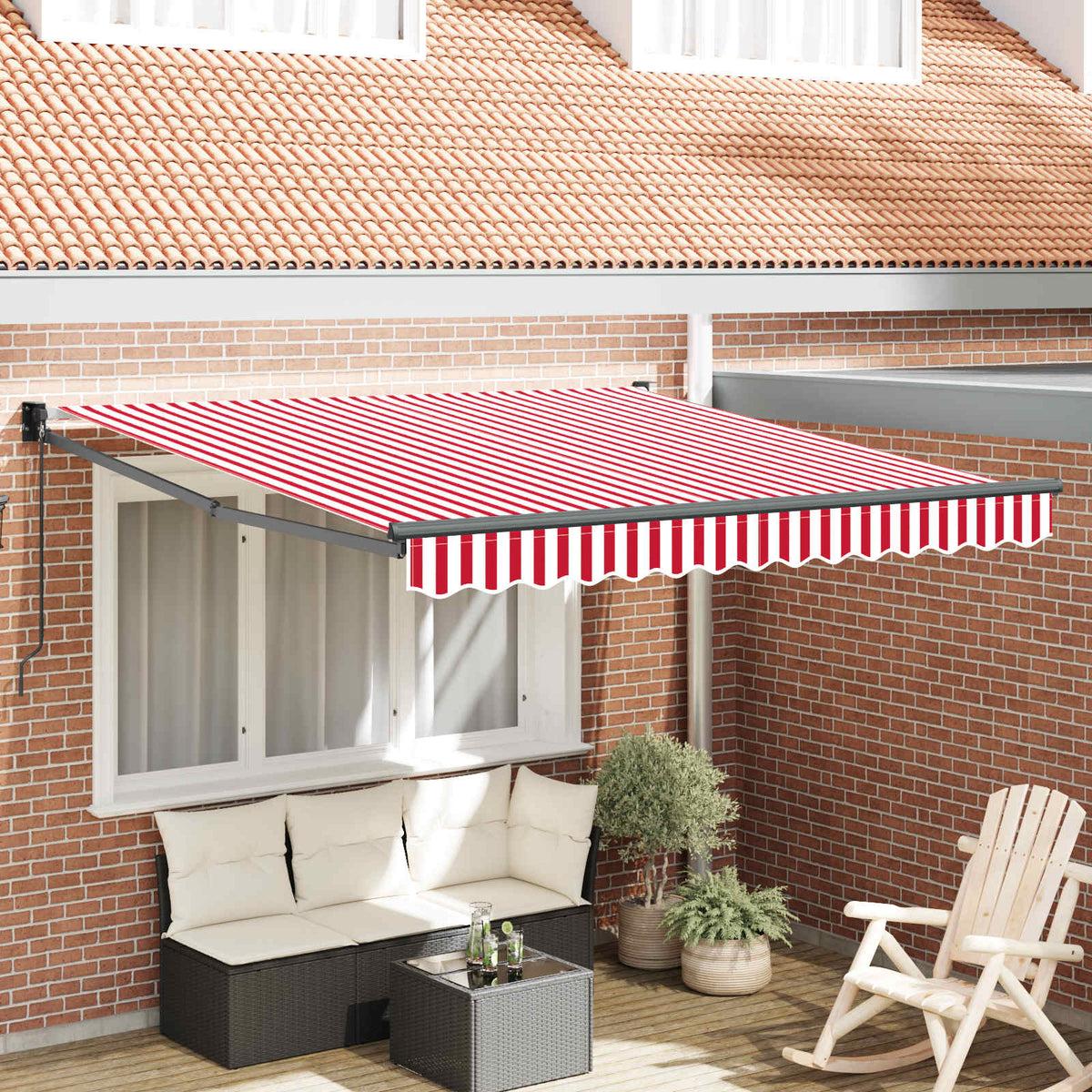 Uitschuifbare luifel Rood en Wit 300 x 250 cm is nu te koop bij PeponiXL, paradijselijk wonen!