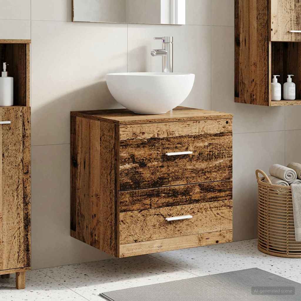 Wandgemonteerde wastafelmeubel Oud hout 49,5 x 41 x 64,5 cm is nu te koop bij PeponiXL, paradijselijk wonen!