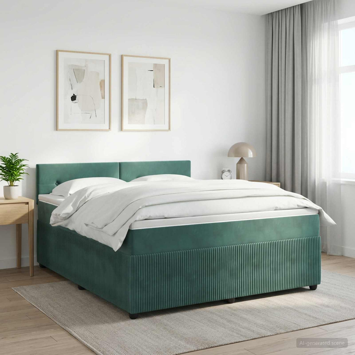 Boxspringbed met matras Donkergroen 140 x 190 cm Fluweel is nu te koop bij PeponiXL, paradijselijk wonen!