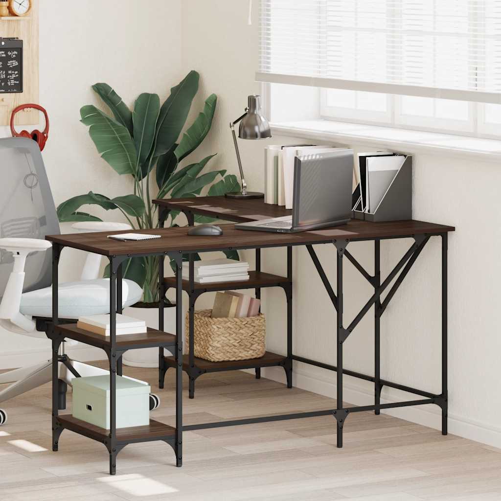Bureau 139x139x75 cm bewerkt hout bruin eikenkleur is nu te koop bij PeponiXL, paradijselijk wonen!