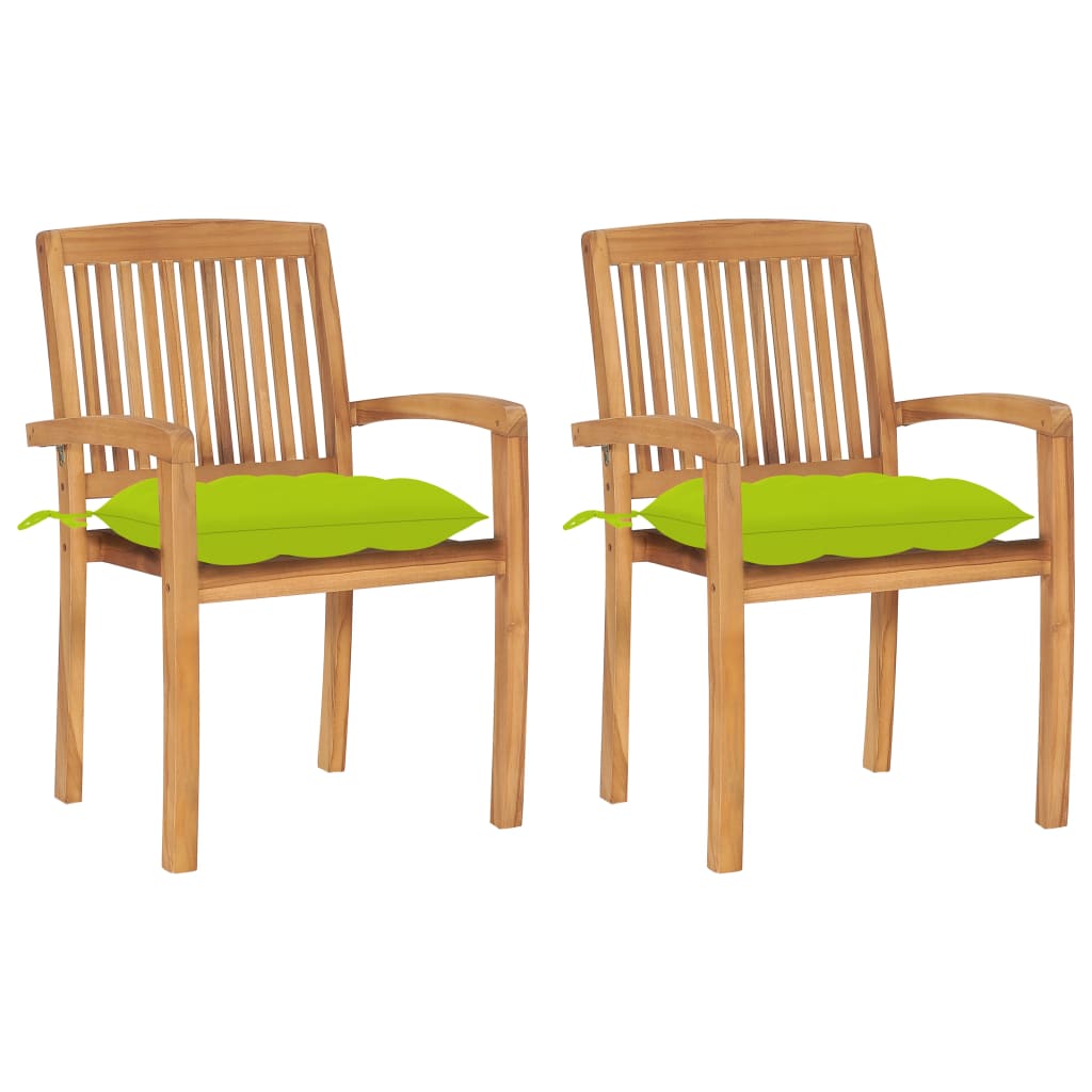 Tuinstoelen 2 st met heldergroene kussens massief teakhout is nu te koop bij PeponiXL, paradijselijk wonen!