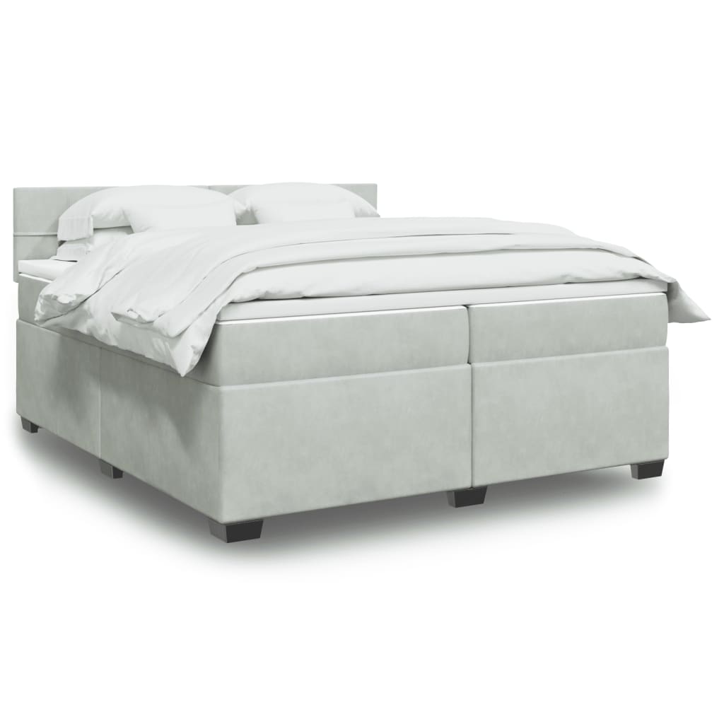 Boxspring met matras fluweel lichtgrijs 200x200 cm is nu te koop bij PeponiXL, paradijselijk wonen!