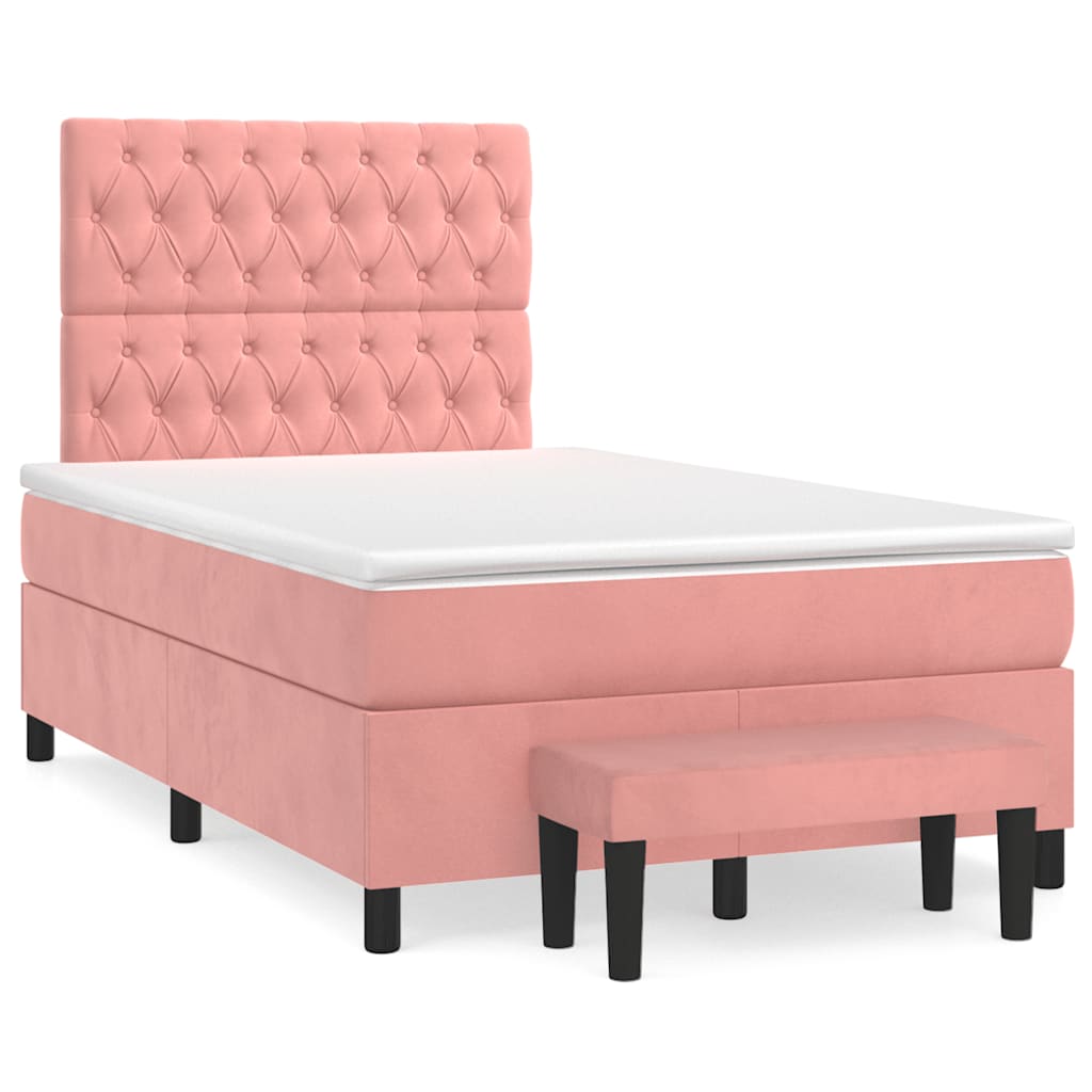 Boxspring met matras fluweel roze 120x190 cm is nu te koop bij PeponiXL, paradijselijk wonen!