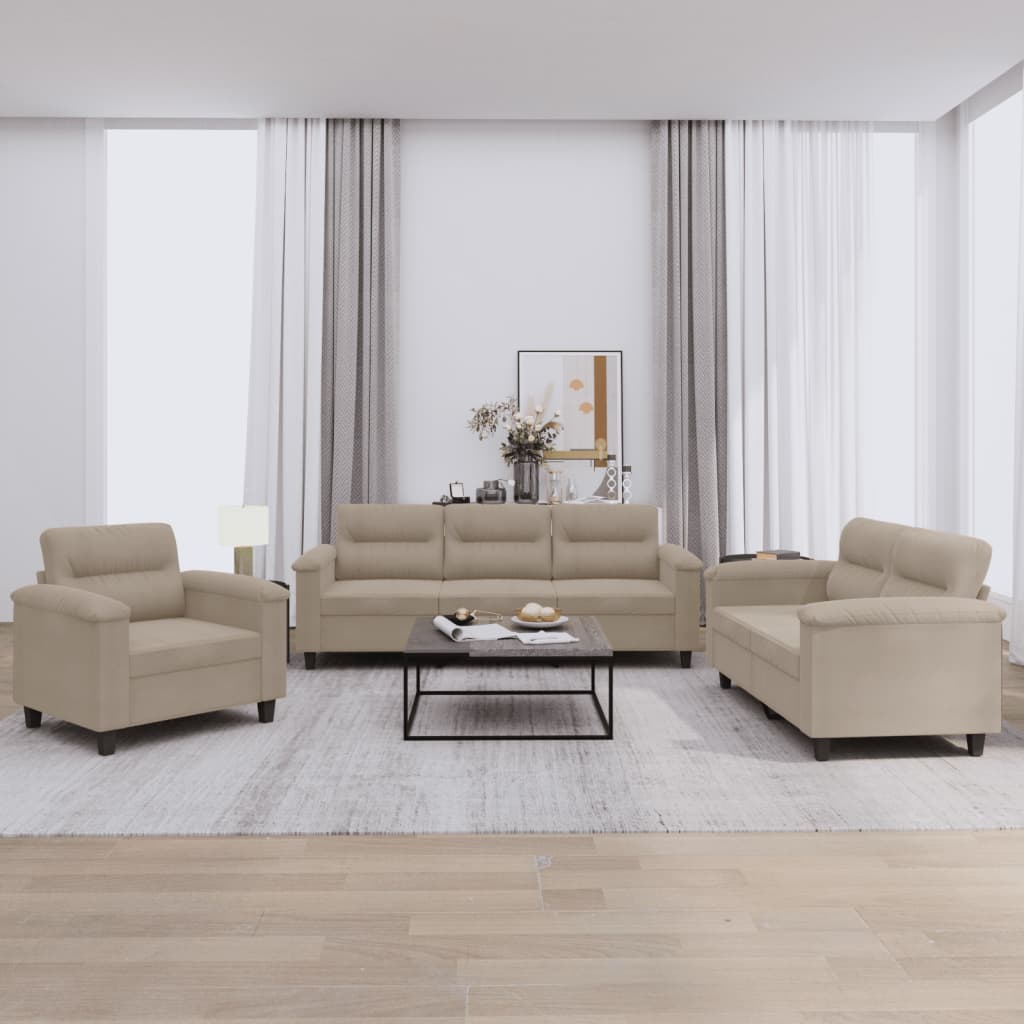 3-delige Loungeset met kussens microvezelstof taupe is nu te koop bij PeponiXL, paradijselijk wonen!