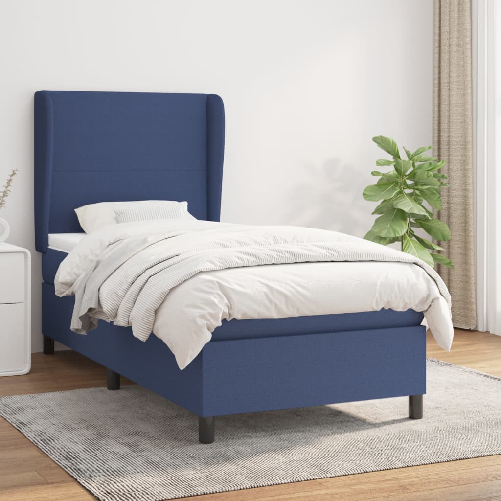 Boxspring met matras stof blauw 90x200 cm is nu te koop bij PeponiXL, paradijselijk wonen!