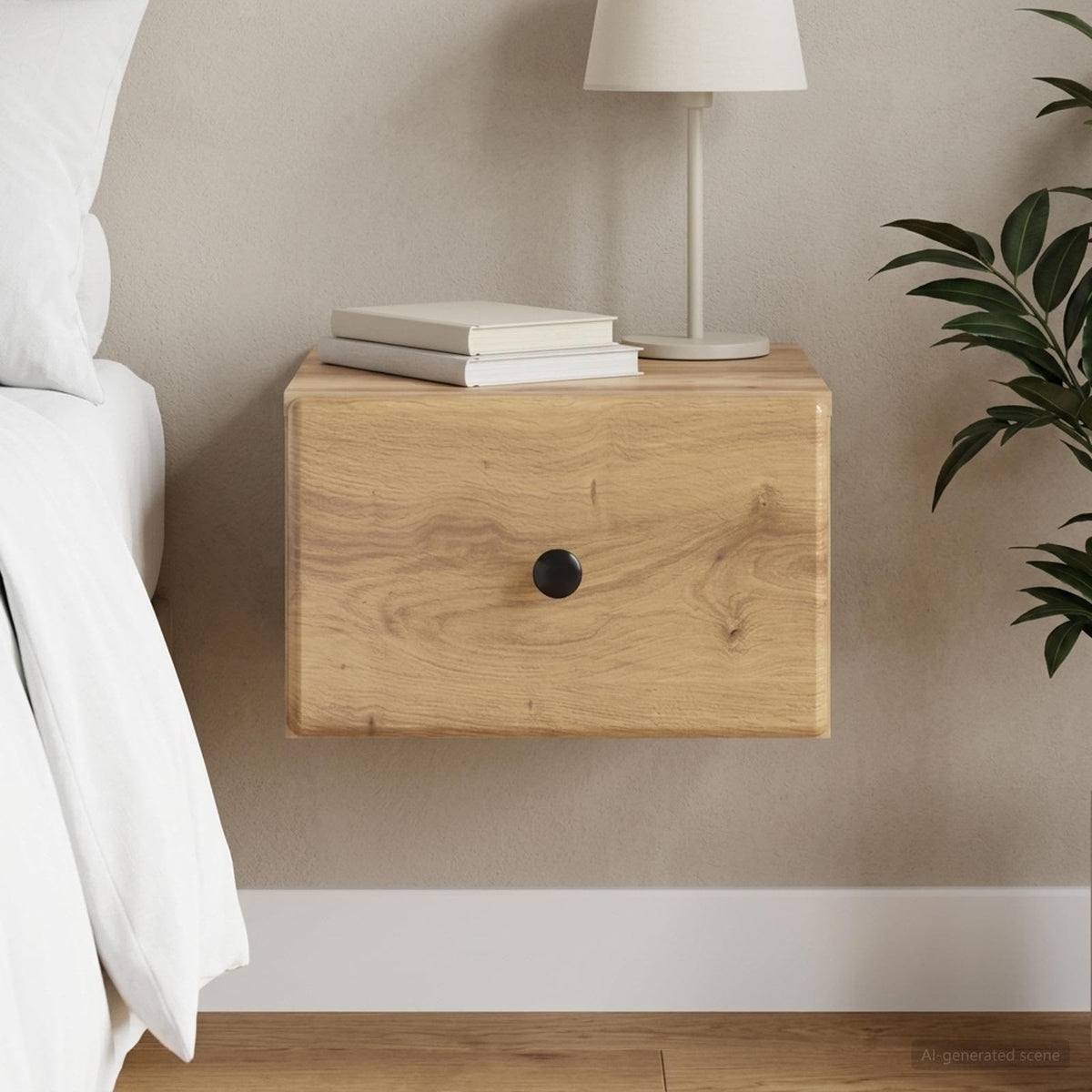 Wandbeugel Bedkast met lade Artisanaal eiken 34,5 x 33 x 20 cm is nu te koop bij PeponiXL, paradijselijk wonen!
