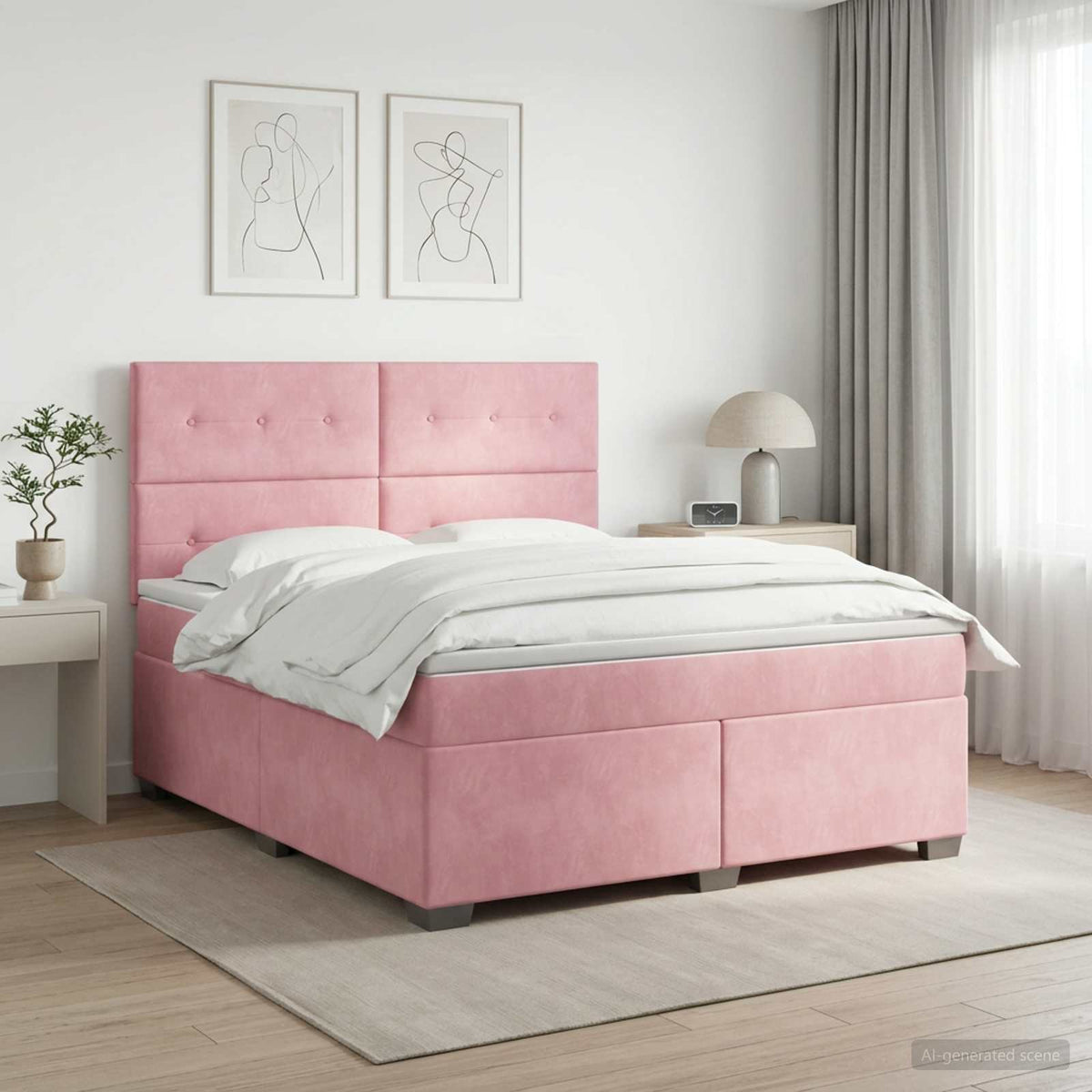 Boxspringbed met matras Roze 140 x 200 cm Fluweel is nu te koop bij PeponiXL, paradijselijk wonen!