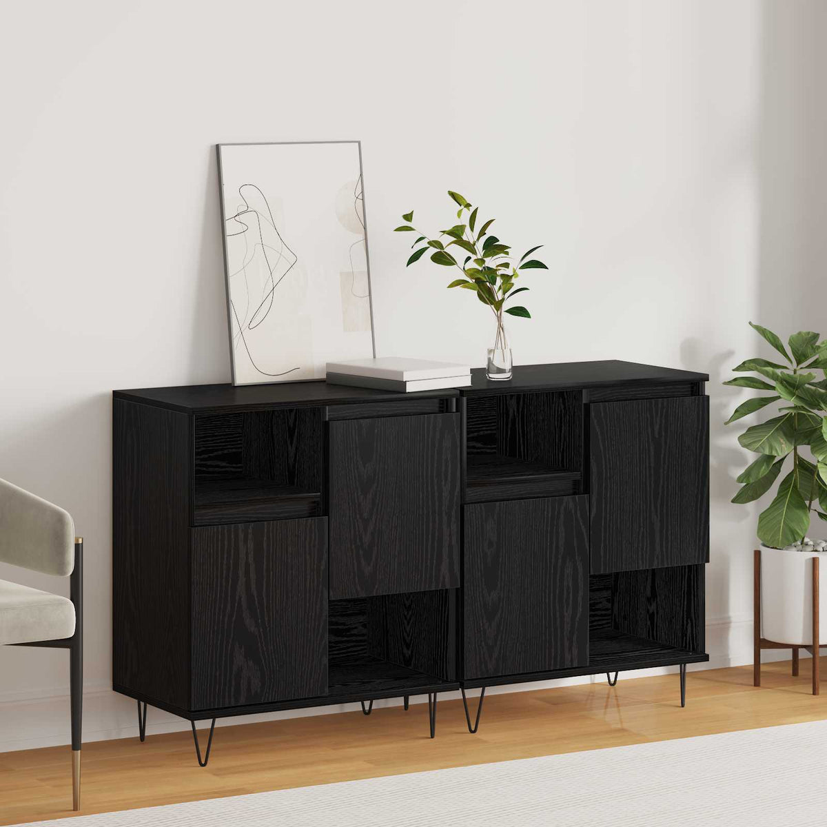 Dressoir 2 pcs Zwart Eiken 60 x 35 x 70 cm is nu te koop bij PeponiXL, paradijselijk wonen!