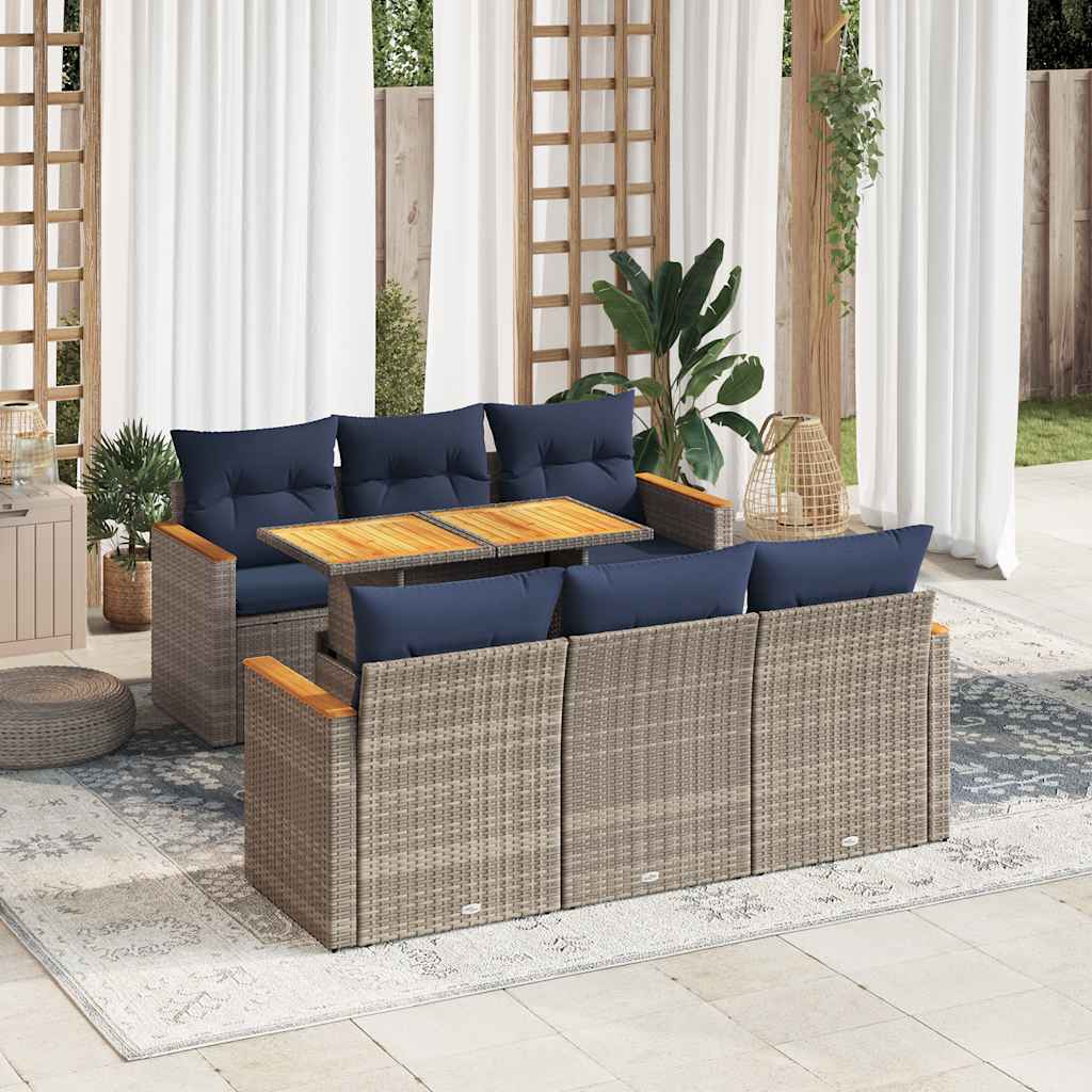 7-delige Loungeset met kussens poly rattan grijs is nu te koop bij PeponiXL, paradijselijk wonen!
