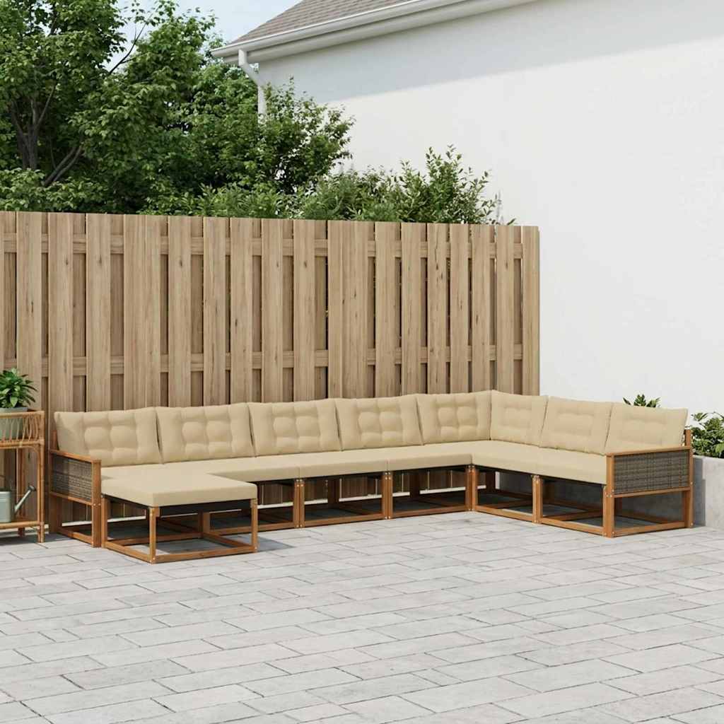 Buiten bankenset met kussen 8 pcs Natuurlijk en Beige is nu te koop bij PeponiXL, paradijselijk wonen!