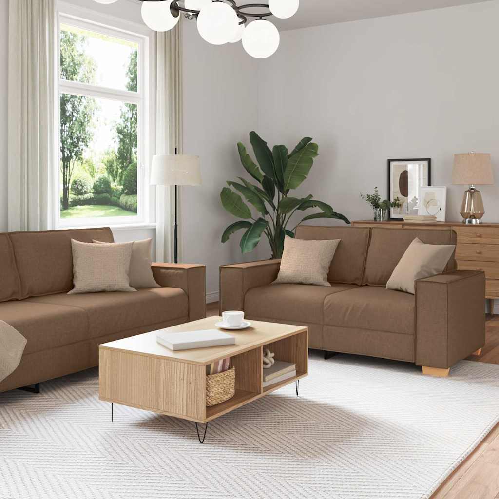 Bank 3 pcs Bruin 220 x 80 x 84 cm Linnen-mix stof is nu te koop bij PeponiXL, paradijselijk wonen!