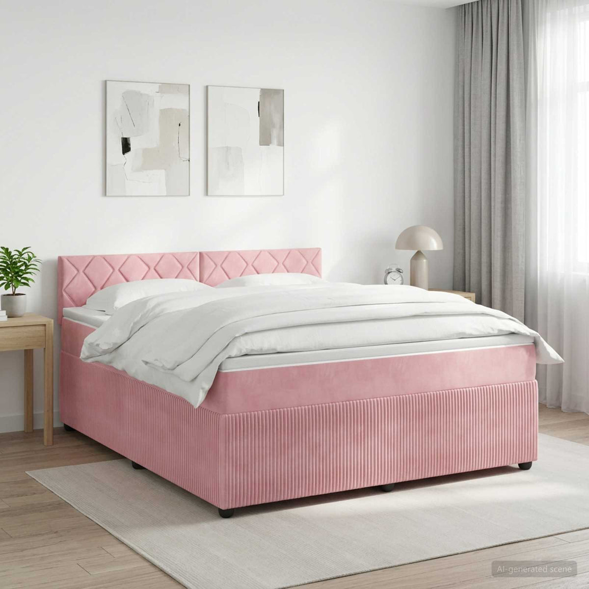 Boxspringbed met matras Roze 180 x 200 cm Fluweel is nu te koop bij PeponiXL, paradijselijk wonen!