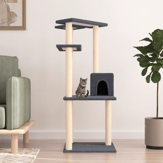 Kattenmeubel met sisal krabpalen 123 cm donkergrijs is nu te koop bij PeponiXL, paradijselijk wonen!