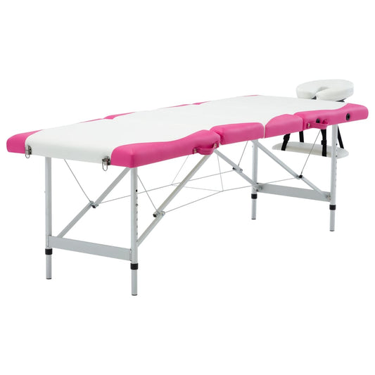 Massagetafel inklapbaar 4 zones aluminium wit en roze is nu te koop bij PeponiXL, paradijselijk wonen!