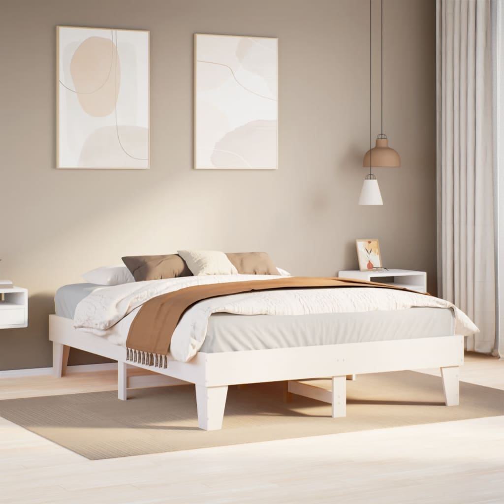 Bedframe zonder matras massief grenenhout wit 140x200 cm is nu te koop bij PeponiXL, paradijselijk wonen!
