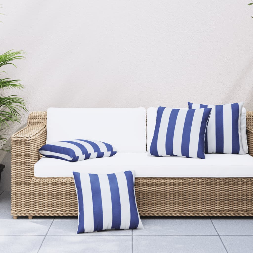 Sierkussens 4 st gestreept 60x60 cm stof blauw en wit is nu te koop bij PeponiXL, paradijselijk wonen!