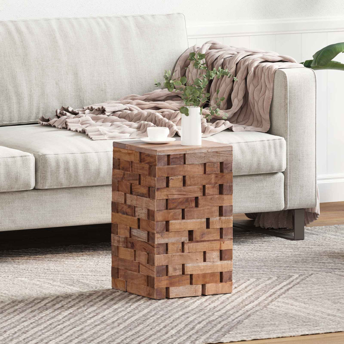 Kruk Naturel 29 x 29 x 48 cm Massief gerecycled hout is nu te koop bij PeponiXL, paradijselijk wonen!