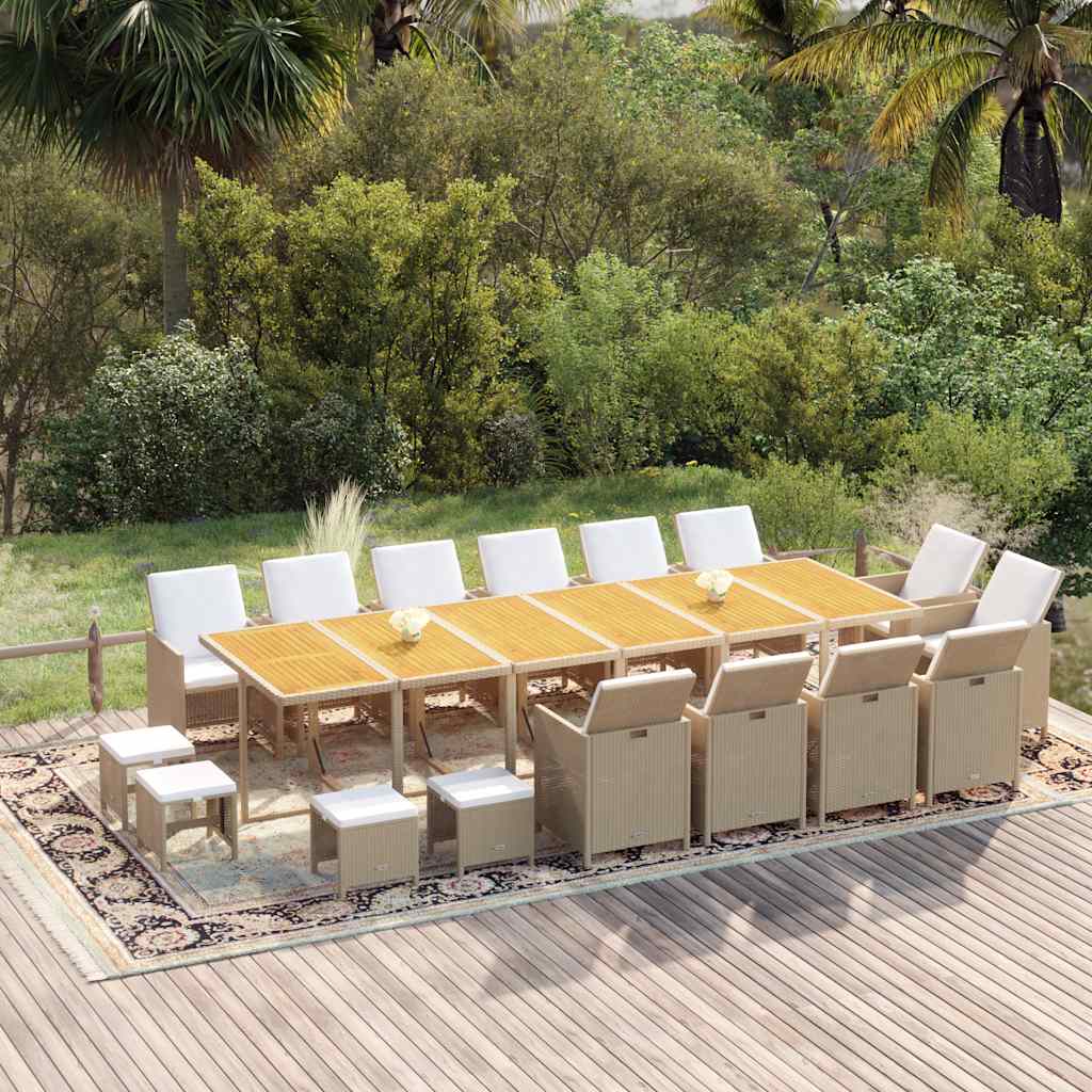 17-delige Tuinset met kussens poly rattan beige is nu te koop bij PeponiXL, paradijselijk wonen!