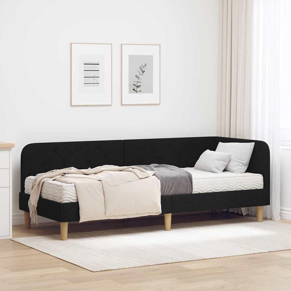 Hoekbedframe Zwart 80 x 200 cm Stof is nu te koop bij PeponiXL, paradijselijk wonen!