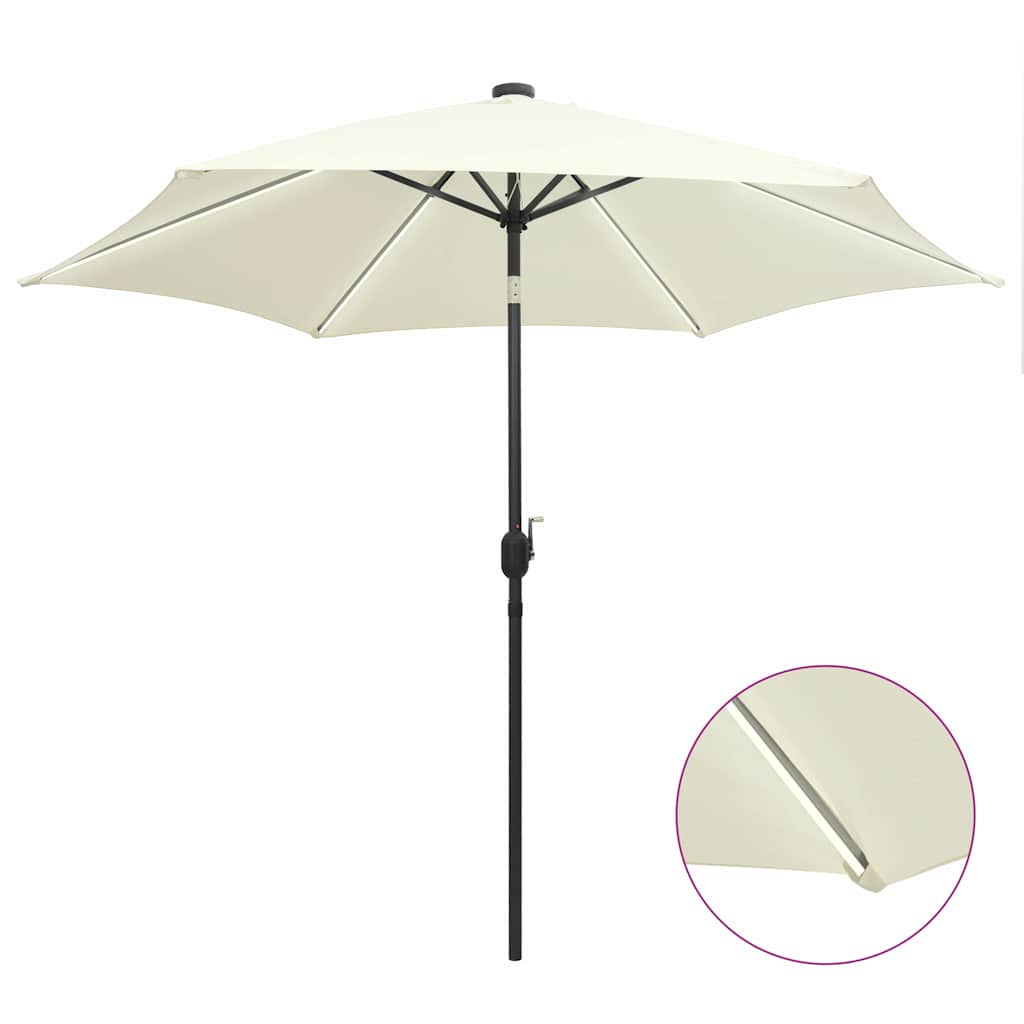 Parasol met LED-verlichting en aluminium paal 300 cm zandwit is nu te koop bij PeponiXL, paradijselijk wonen!