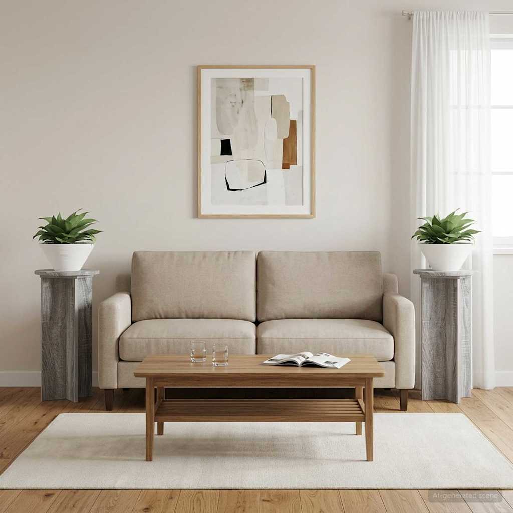Plantenstandaard 2 pcs Grijs sonoma 29,5 x 29,5 x 60 cm is nu te koop bij PeponiXL, paradijselijk wonen!