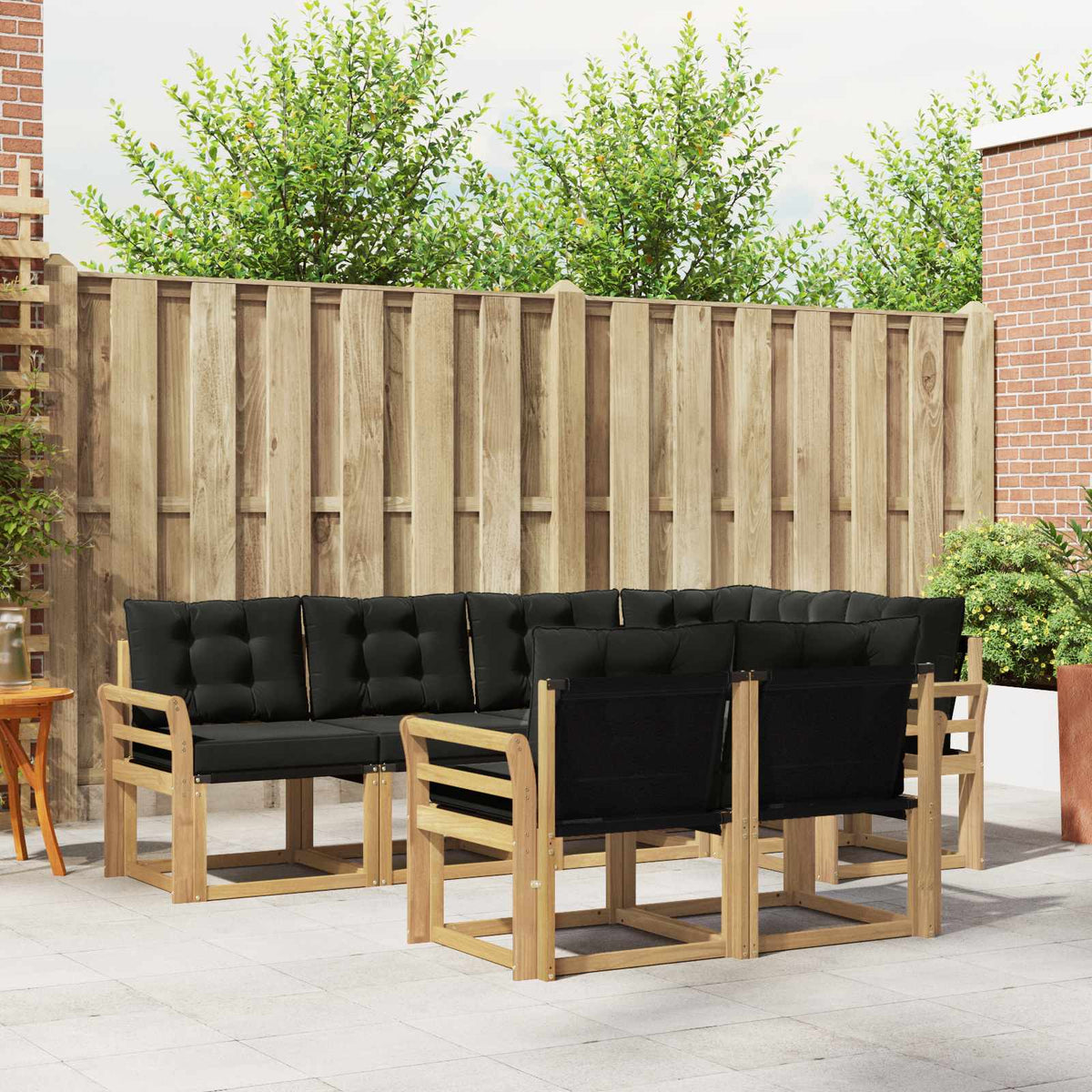 Buiten bankenset met kussen 7 pcs Wit en zwart is nu te koop bij PeponiXL, paradijselijk wonen!
