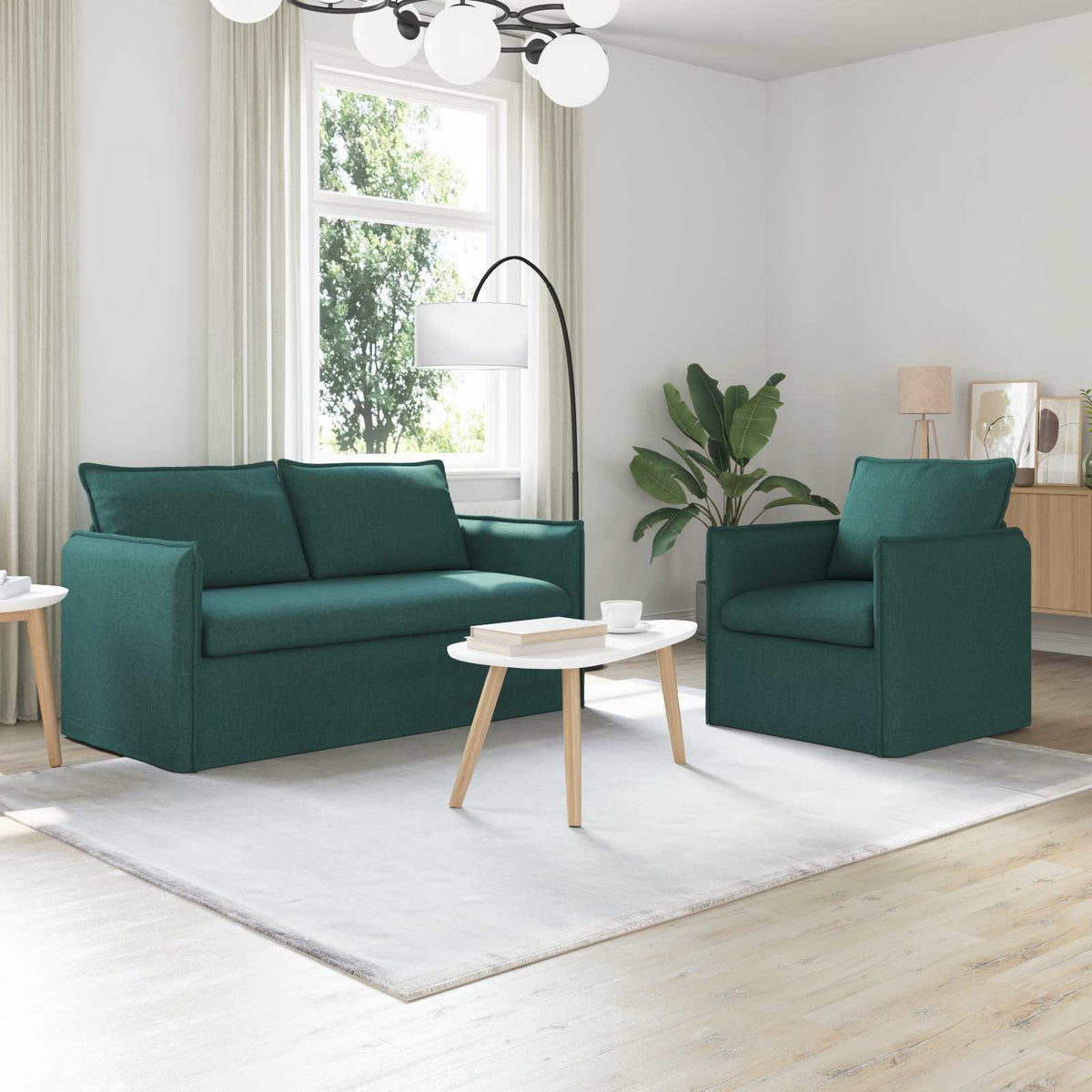 Bankstel 2 pcs Donkergroen 156 x 82 x 85 cm Stof is nu te koop bij PeponiXL, paradijselijk wonen!