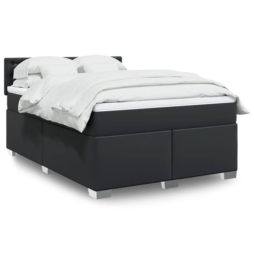 Boxspring met matras kunstleer zwart 160x200 cm is nu te koop bij PeponiXL, paradijselijk wonen!