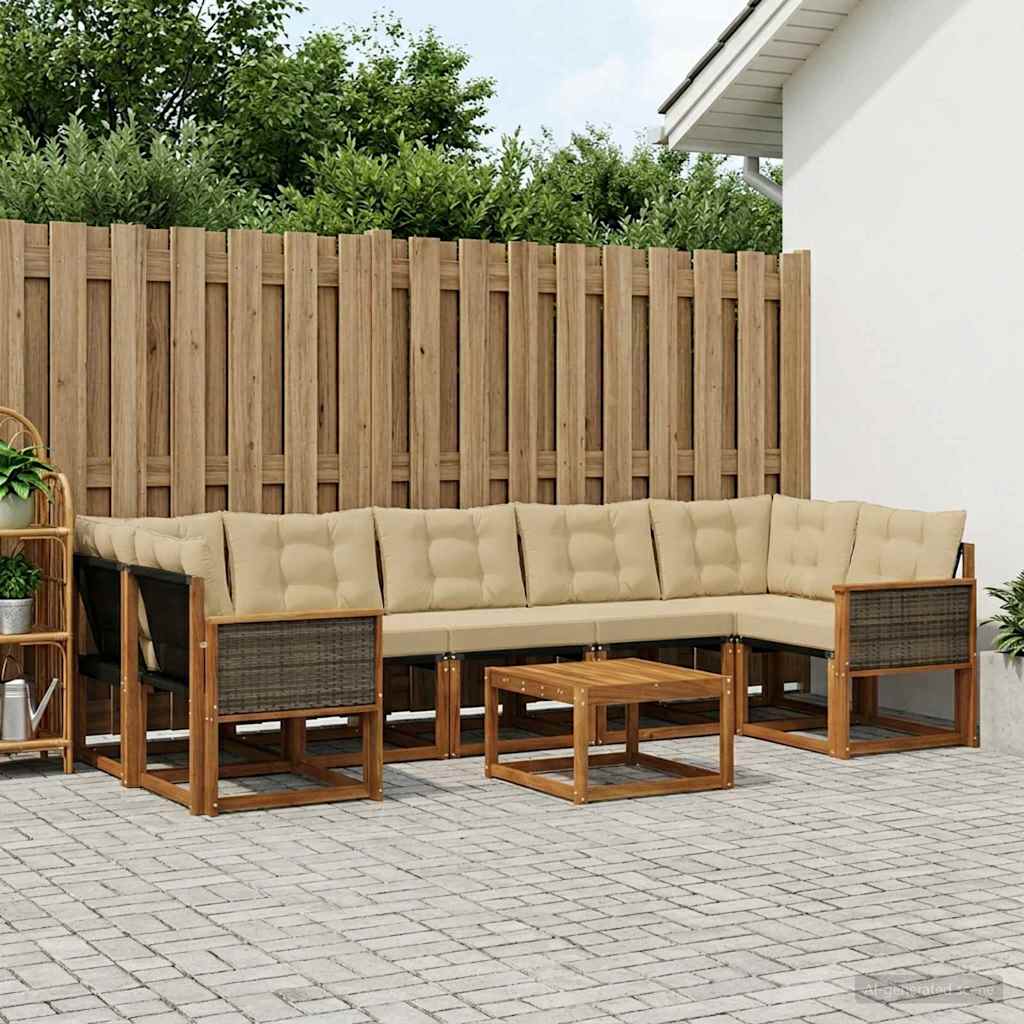 Buiten bankenset met kussen 8 pcs Natuurlijk en Beige is nu te koop bij PeponiXL, paradijselijk wonen!