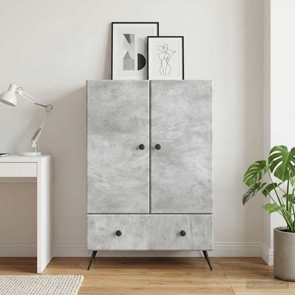 Dressoir met lade Betongrijs 66 x 34,5 x 95 cm Bewerkt hout is nu te koop bij PeponiXL, paradijselijk wonen!