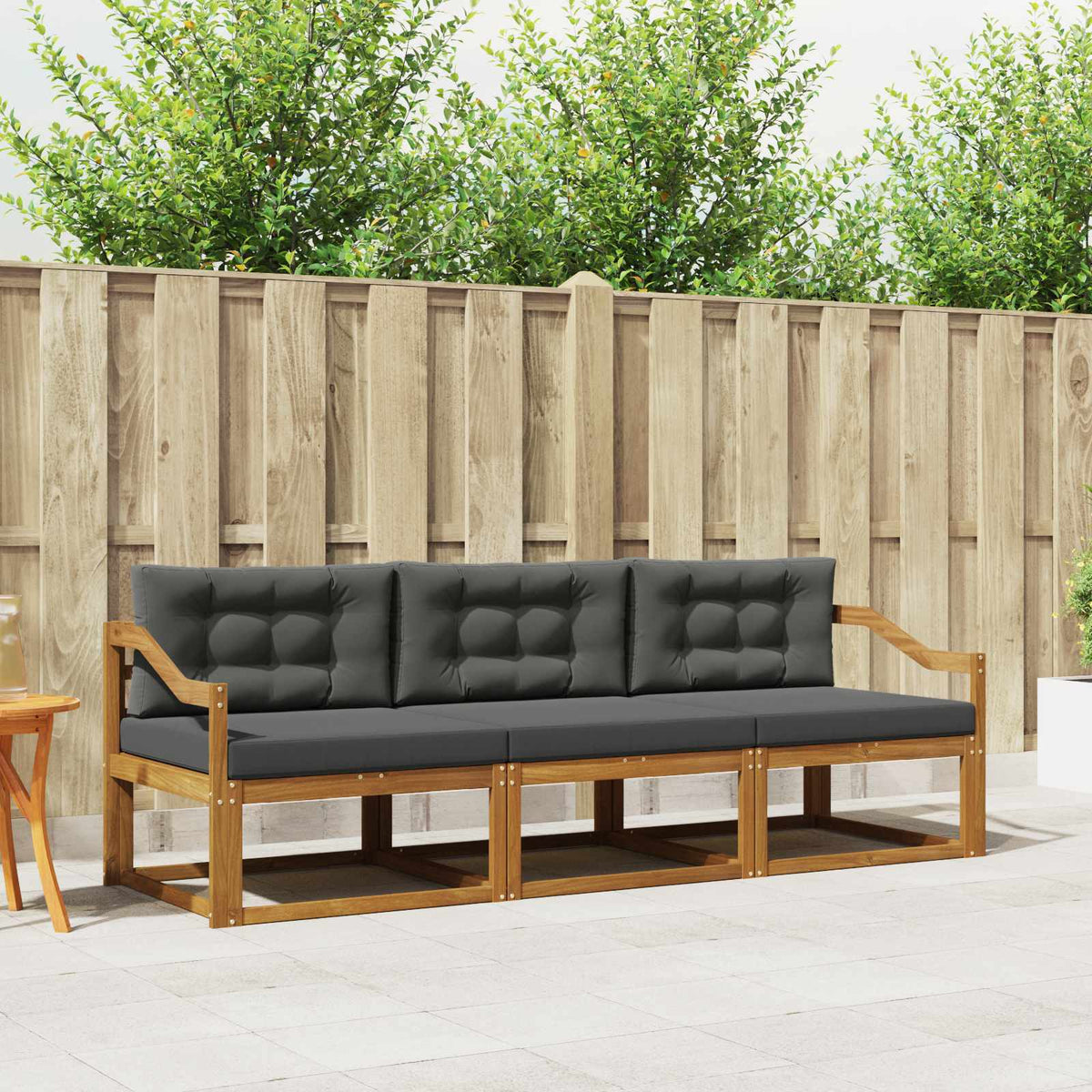 Buiten bankenset met kussen 3 pcs Natuurlijk en Antraciet is nu te koop bij PeponiXL, paradijselijk wonen!